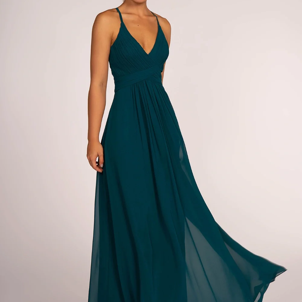 Spaghetti Strap Chiffon A-Line Long Dress GL2609